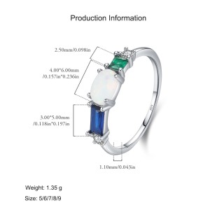 925 Sterling Silver Vintage Opal-Inspired Ring 70100464