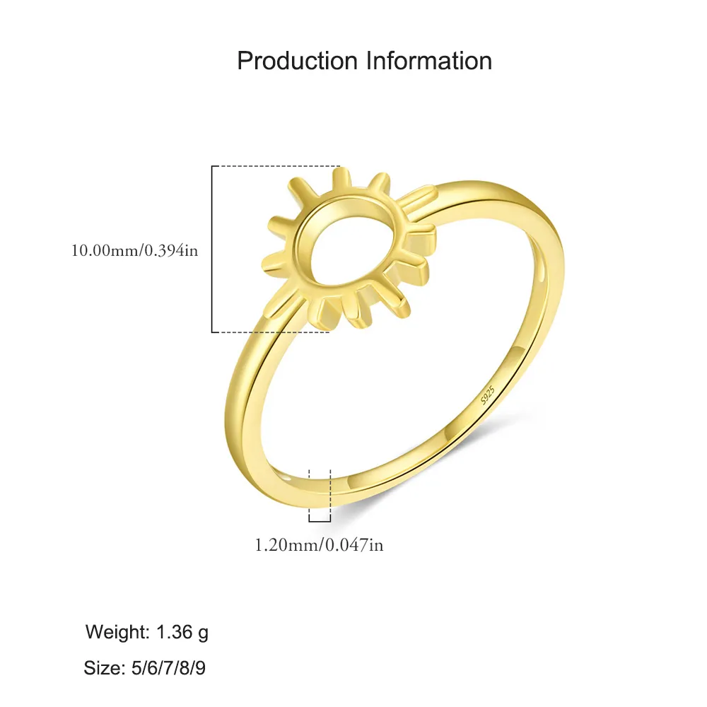 925 Sterling Silver Minimalist Sunshine Ring 70100465 - image2