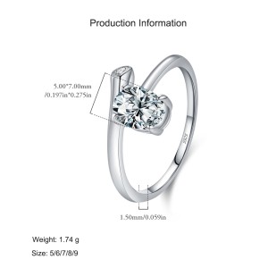 925 Sterling Silver Irregular Oval Zircon Ring 70100466