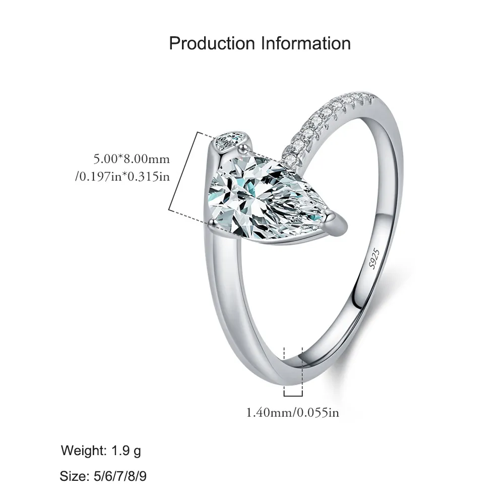925 Sterling Silver Teardrop CZ Ring 70100467 - image2