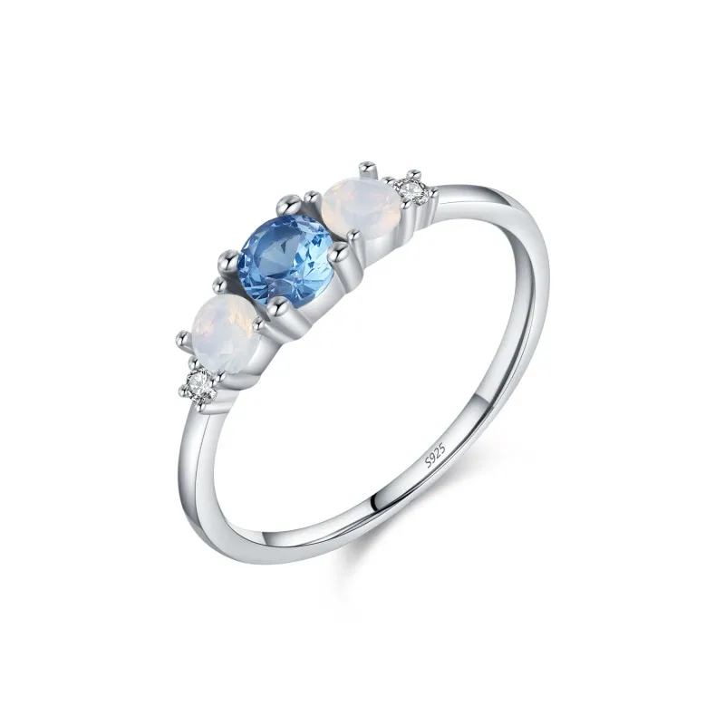 925 Sterling Silver Geometric CZ Opal Ring 70100469