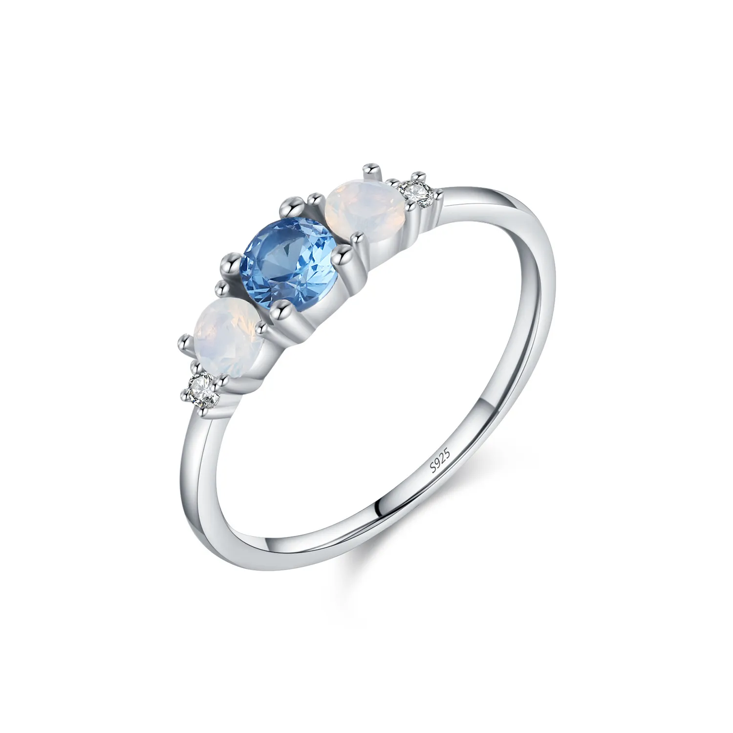925 Sterling Silver Geometric CZ Opal Ring 70100469