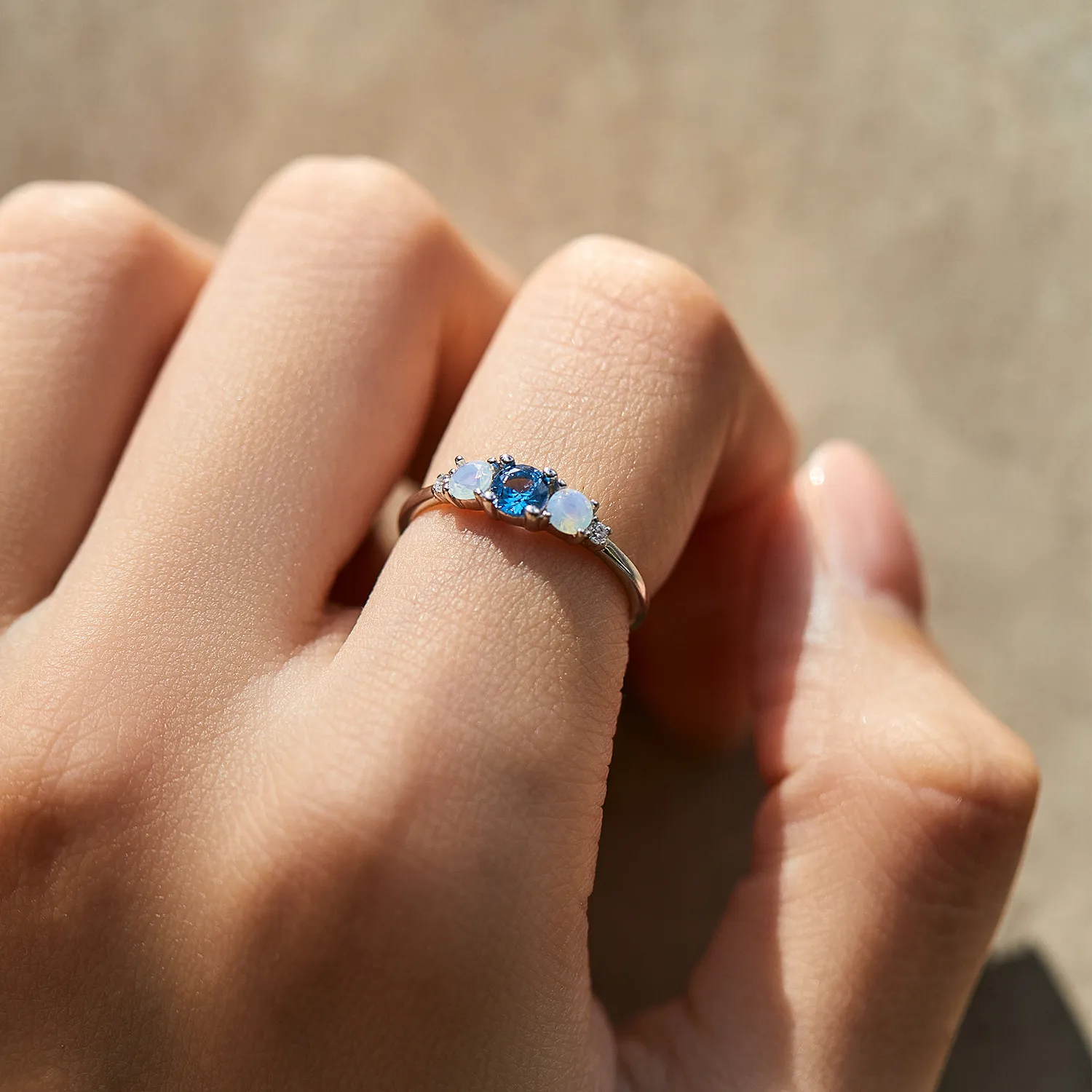 925 Sterling Silver Geometric CZ Opal Ring 70100469 - image1