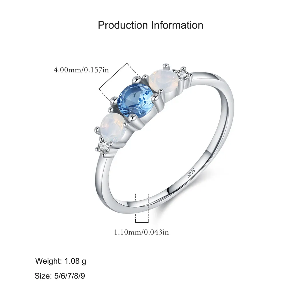925 Sterling Silver Geometric CZ Opal Ring 70100469 - image2