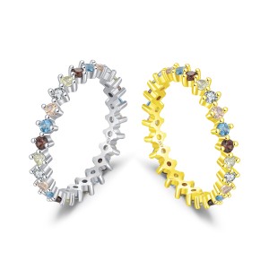 925 Sterling Silver Colorful CZ Dopamine Ring 70100470