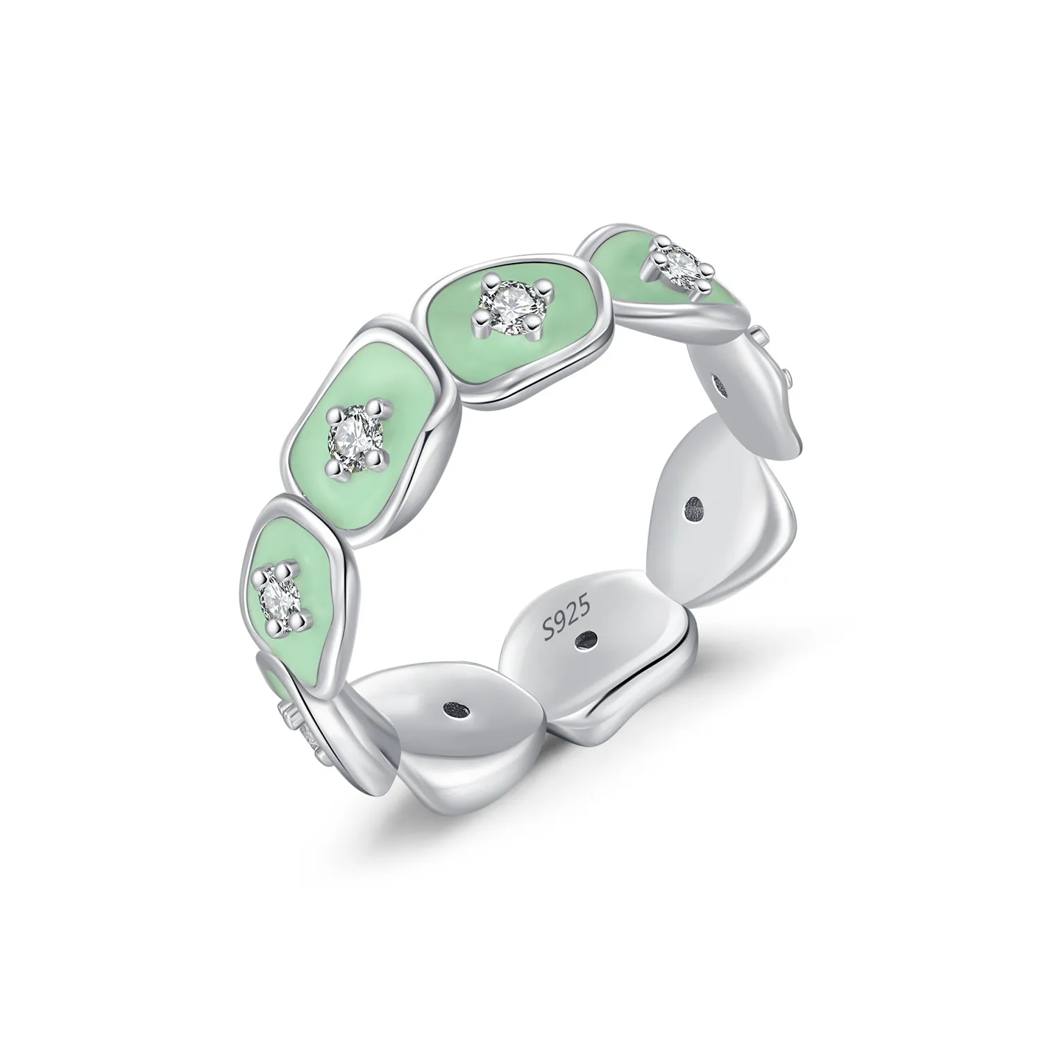 925 Sterling Silver Mint Green Enamel Ring 70100471