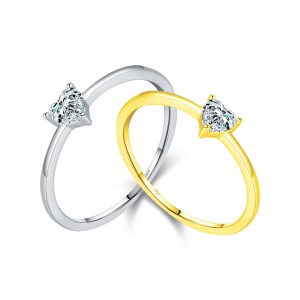 925 Sterling Silver Heart-Shaped CZ Minimalist Ring 70100473