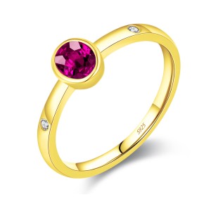 925 Sterling Silver Vintage Ruby-Red Crystal Ring 70100476
