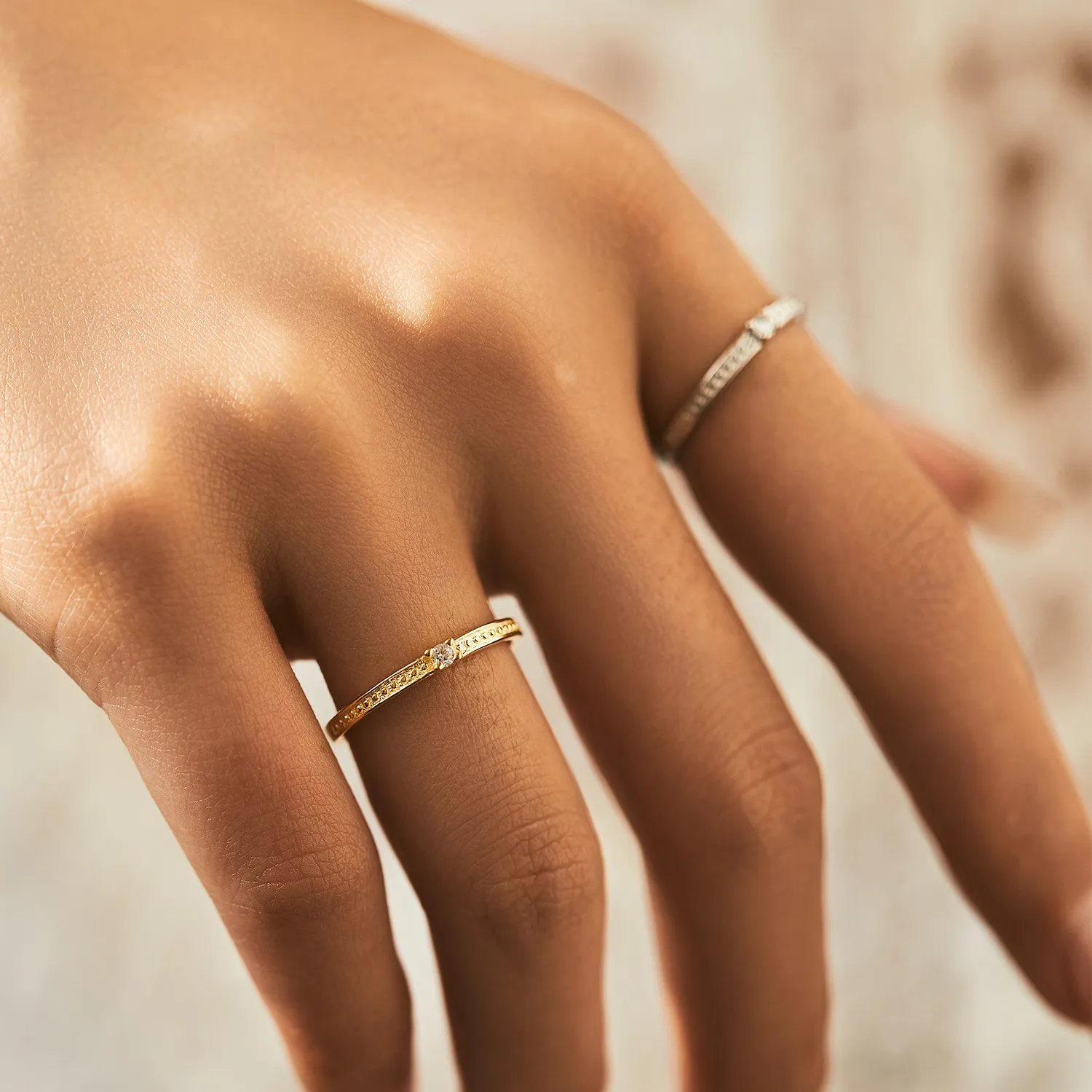 925 Sterling Silver Dainty CZ Minimalist Ring 70100477 - image1