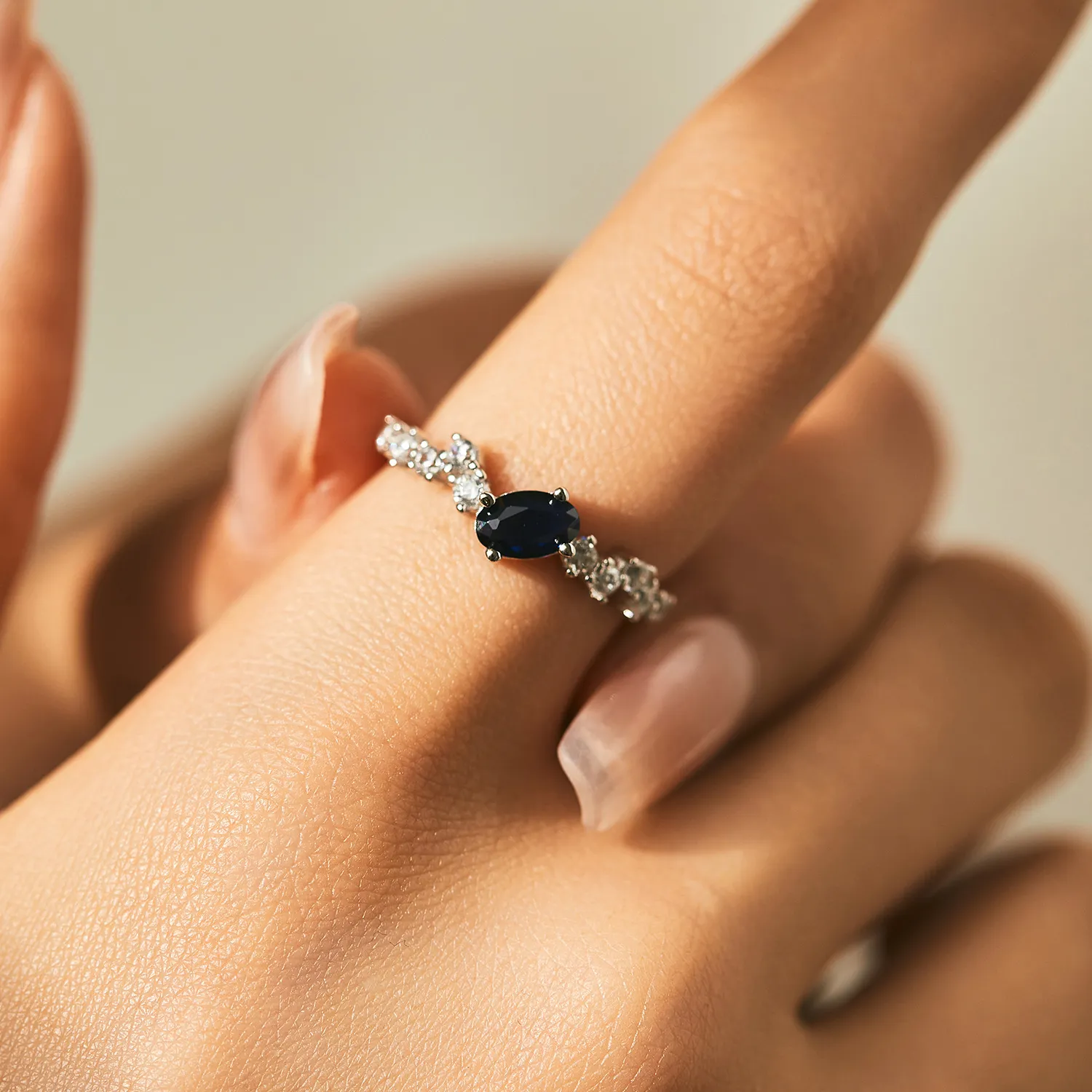 925 Sterling Silver Vintage Sapphire CZ Ring 70100478 - image1