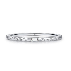 925 Sterling Silver Foil Texture Solitaire Ring 70100479