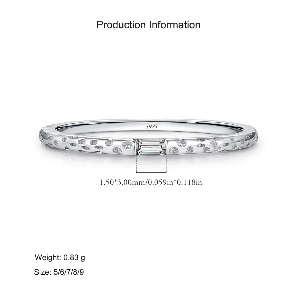925 Sterling Silver Foil Texture Solitaire Ring 70100479 - image2