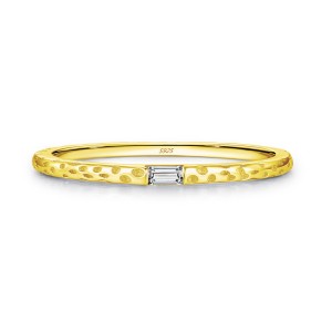925 Sterling Silver Foil Texture Solitaire Ring 70100479