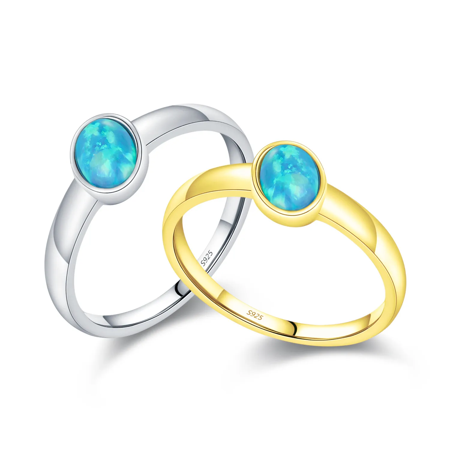 925 Sterling Silver Vintage Opal Blue Fire Ring70100480