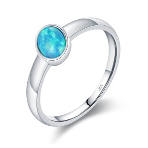 925 Sterling Silver Vintage Opal Blue Fire Ring70100480