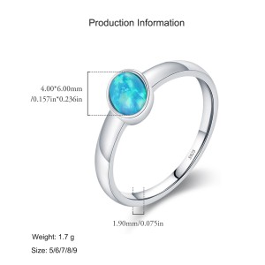 925 Sterling Silver Vintage Opal Blue Fire Ring70100480