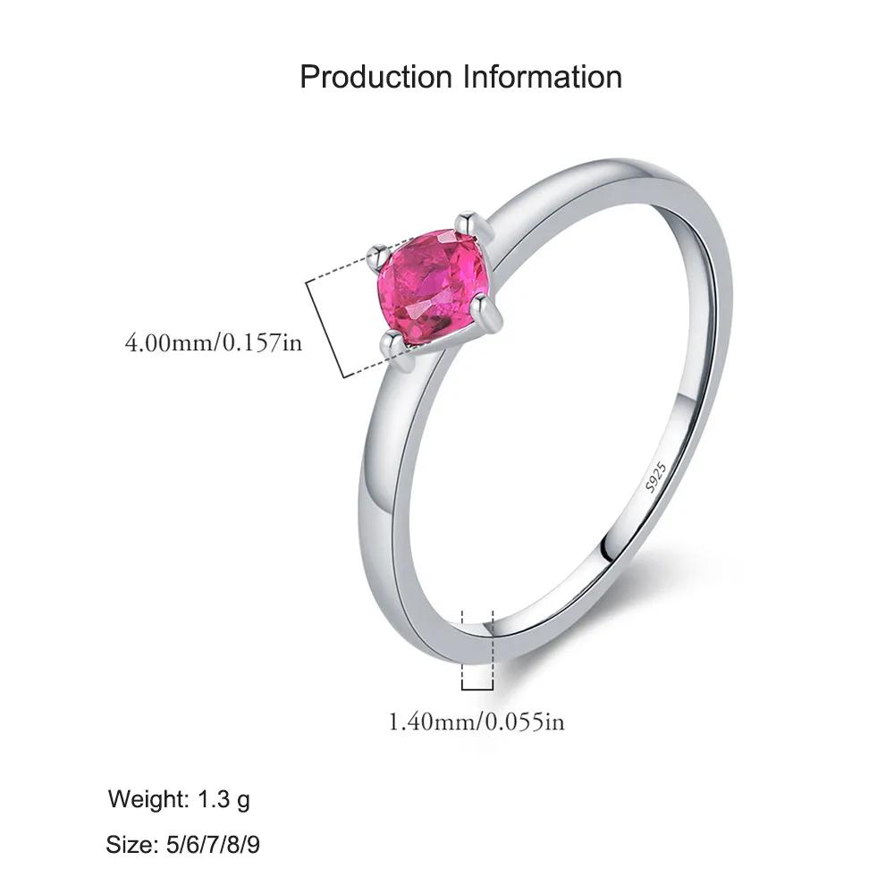 925 Sterling Silver Vintage Ruby Red Solitaire Ring 70100481 - image2