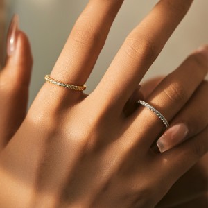 925 Sterling Silver CZ Minimalist Stacking Band Ring 70100483