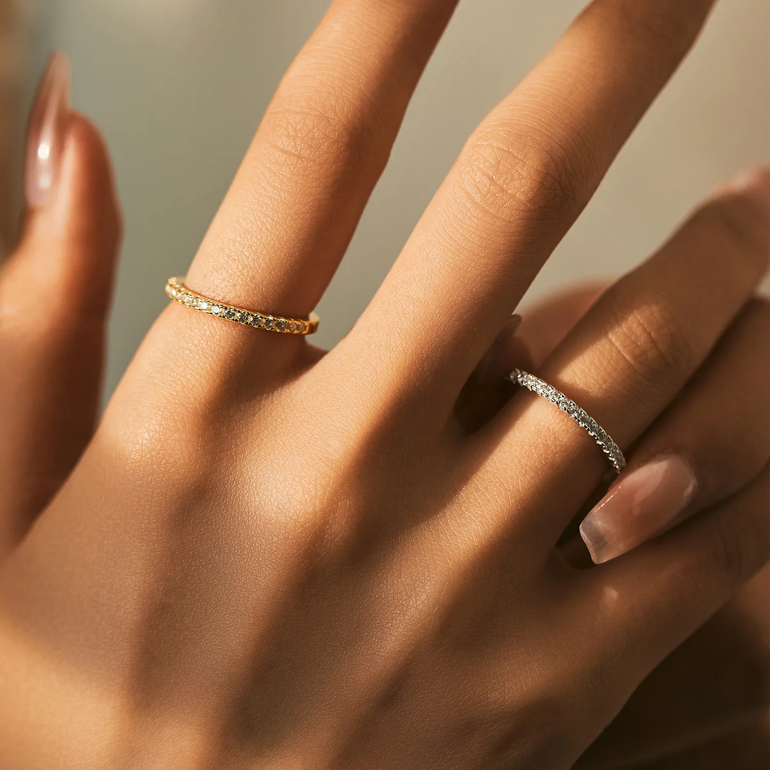 925 Sterling Silver CZ Minimalist Stacking Band Ring 70100483 - image1