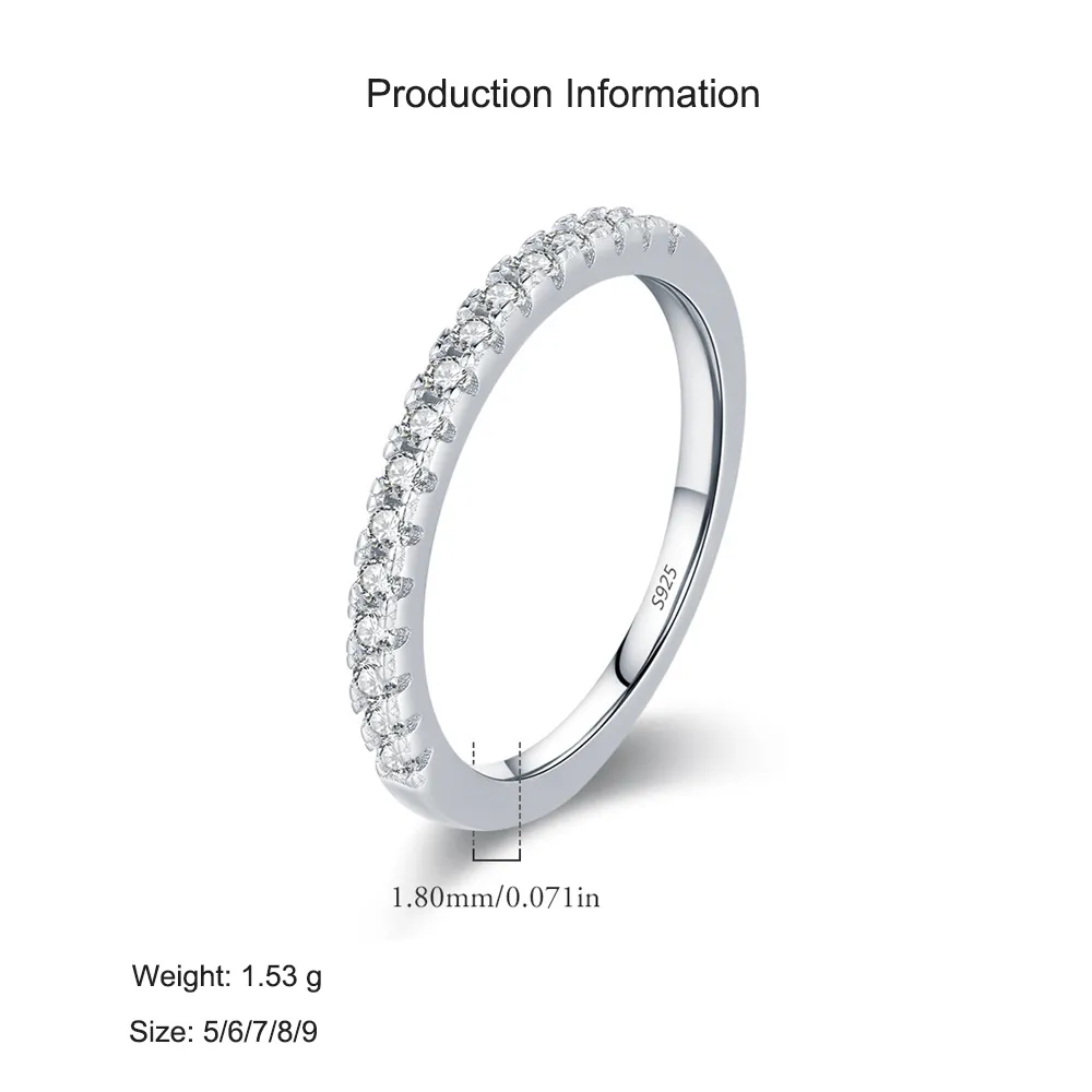 925 Sterling Silver CZ Minimalist Stacking Band Ring 70100483 - image2