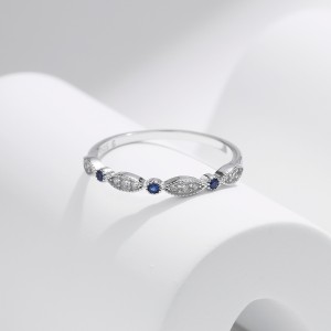 925 Sterling Silver Minimalist Blue CZ Stacking Ring 70100486