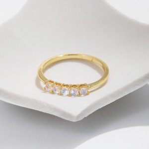 925 Sterling Silver Minimalist Moonstone Stackable Ring 70100487