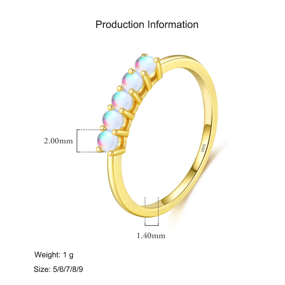 925 Sterling Silver Minimalist Moonstone Stackable Ring 70100487 - image2
