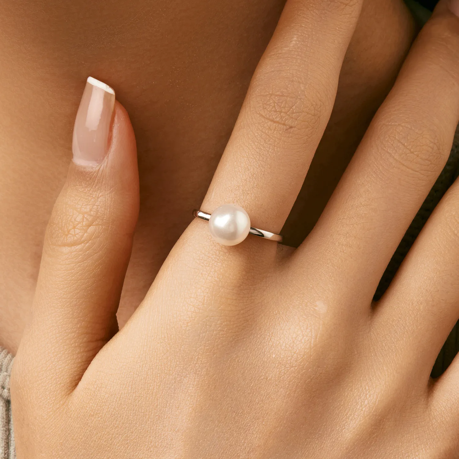 925 Sterling Silver Square Pearl Ring 70100490 - image1