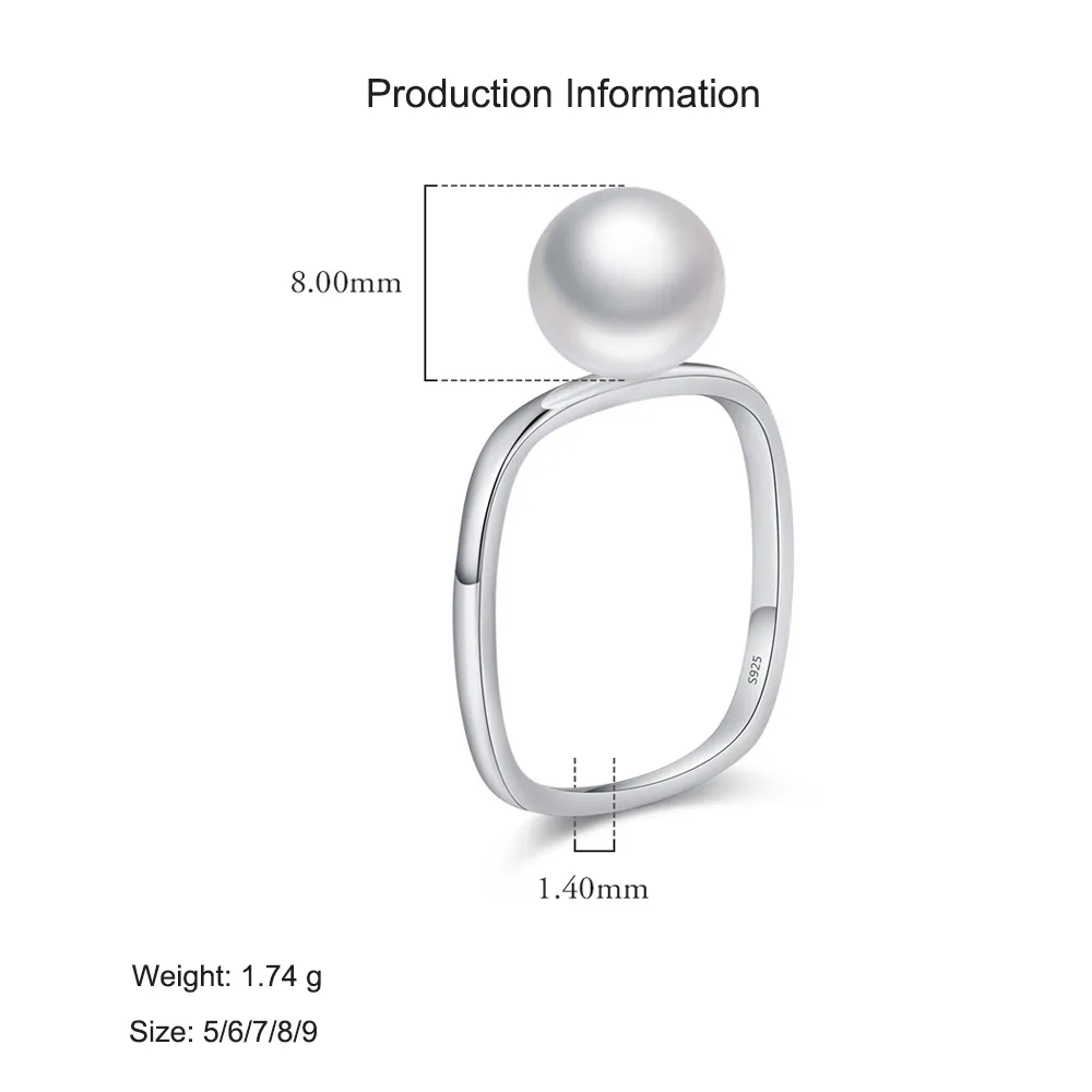 925 Sterling Silver Square Pearl Ring 70100490 - image2