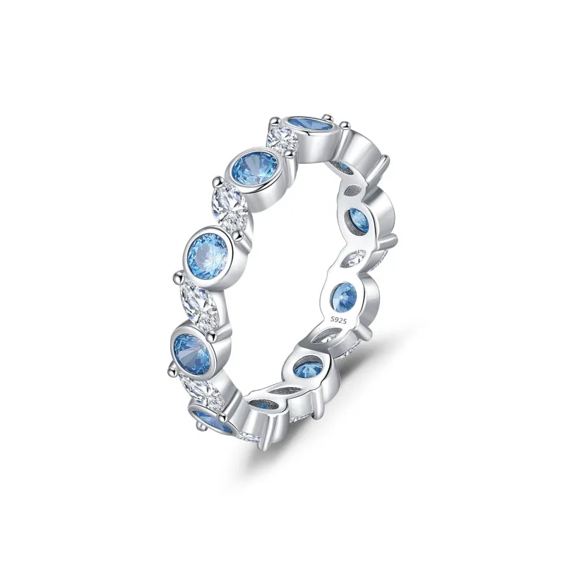 925 Sterling Silver Blue Topaz Inspired Eternity Band Ring 70100494