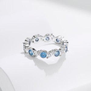 925 Sterling Silver Blue Topaz Inspired Eternity Band Ring 70100494