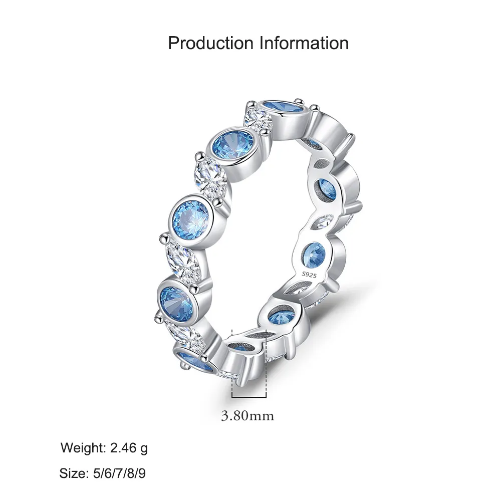 925 Sterling Silver Blue Topaz Inspired Eternity Band Ring 70100494 - image2