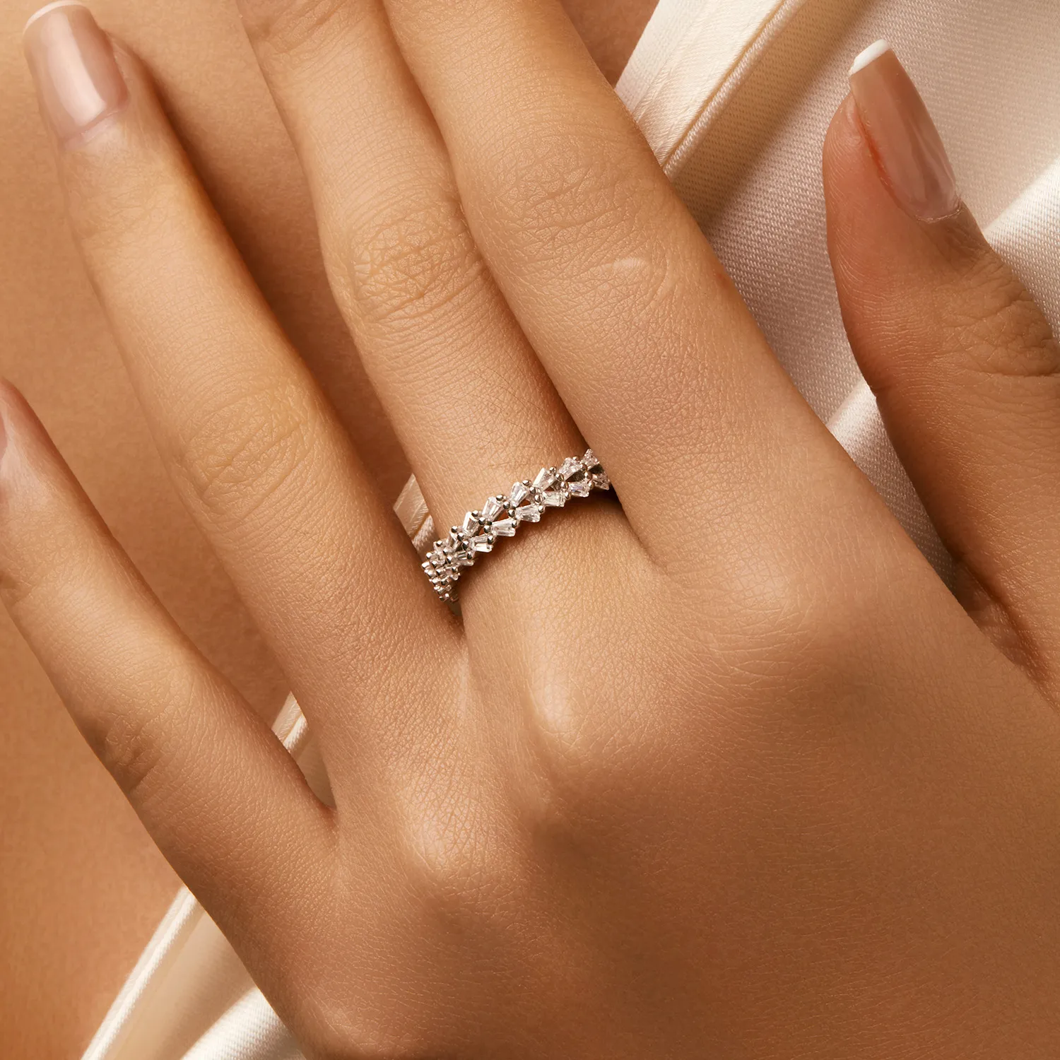 925 Sterling Silver Full Eternity Baguette CZ Ring 70100495 - image1