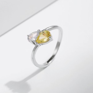 925 Sterling Silver Teardrop Bypass Zircon Ring 70100496