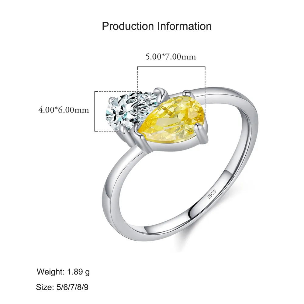 925 Sterling Silver Teardrop Bypass Zircon Ring 70100496 - image2