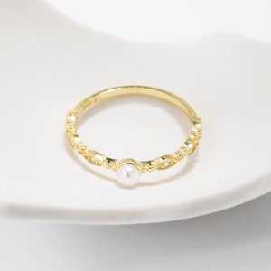 925 Sterling Silver Pearl Zircon Stackable Ring 70100499