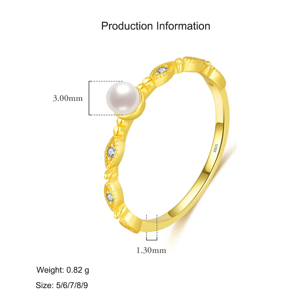 925 Sterling Silver Pearl Zircon Stackable Ring 70100499 - image2