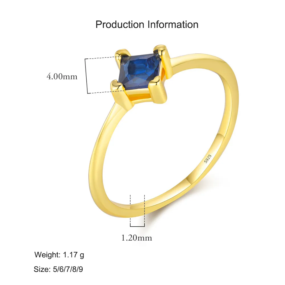 925 Sterling Silver Square Cut Blue Zircon Ring 70100500 - image2