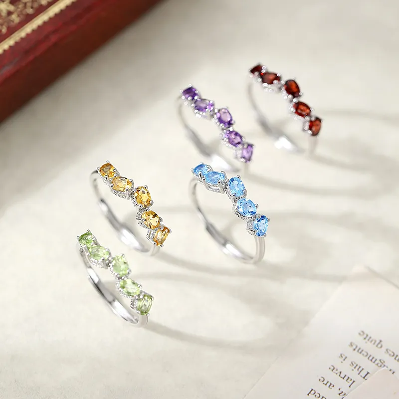 925 Sterling Silver Natural Multi-Stone Ring 70100504 - image1