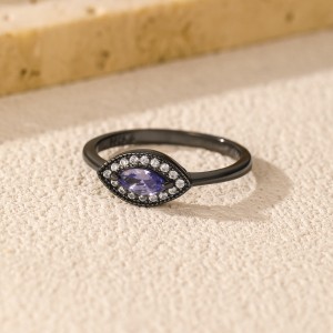 925 Sterling Silver Gothic Tanzanite Zircon Ring 70100506