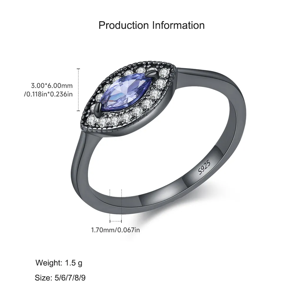 925 Sterling Silver Gothic Tanzanite Zircon Ring 70100506 - image2