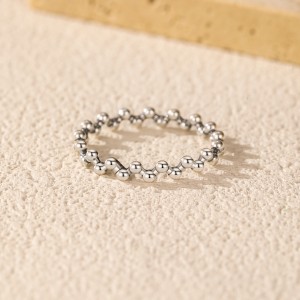 925 Sterling Silver Retro Boho Beaded Ring 70100509