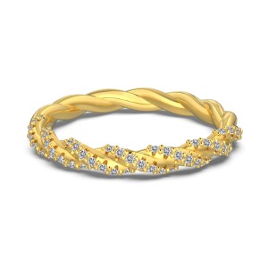 925 Sterling Silver Braided Pave CZ Dual-Texture Ring 70100510