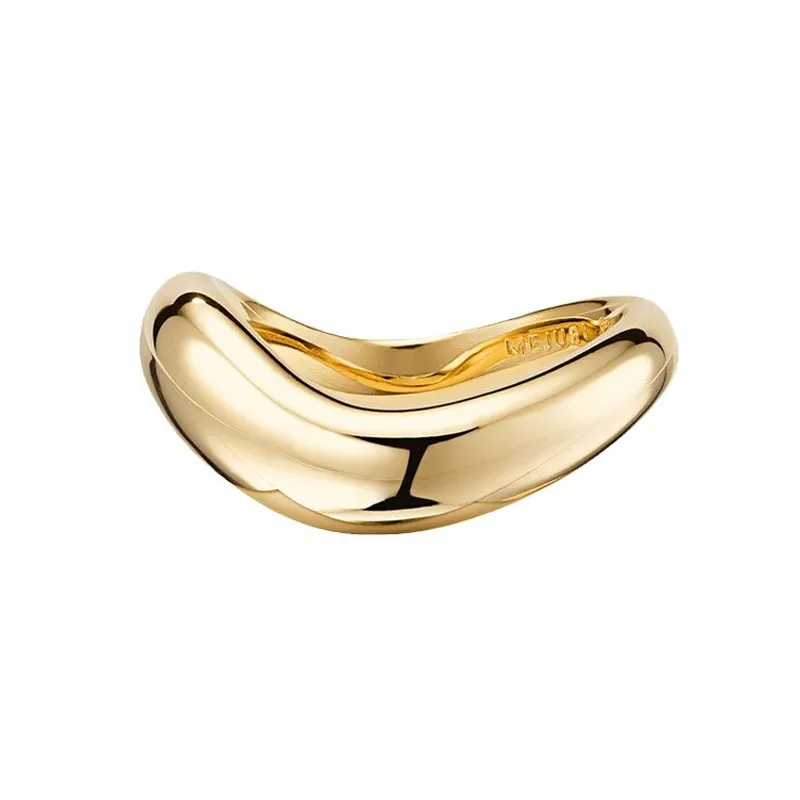 925 Sterling Silver Minimalist High-Polish Wave Curve Band 70100514
