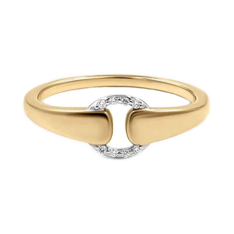 925 Sterling Silver Adjustable Two-Tone Interlocking Pave CZ Ring 70100515