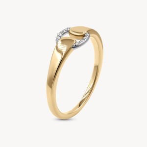 925 Sterling Silver Adjustable Two-Tone Interlocking Pave CZ Ring 70100515