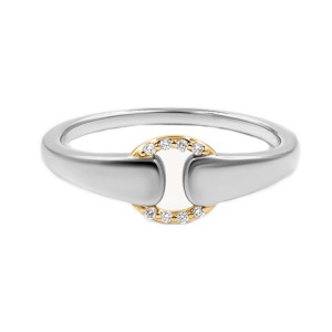 925 Sterling Silver Adjustable Two-Tone Interlocking Pave CZ Ring 70100515
