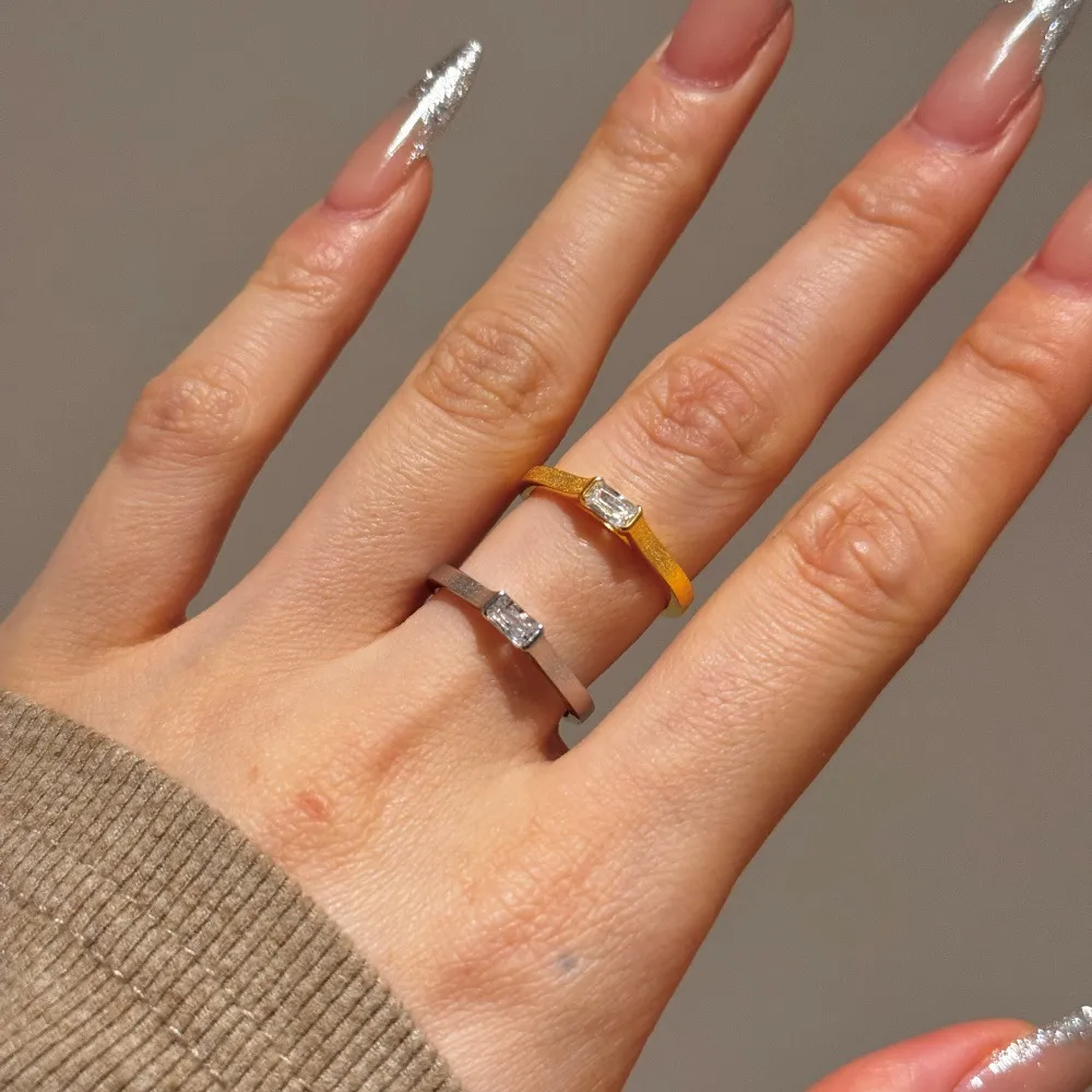 925 Sterling Silver Brushed Matte Dual-Finish Stacking Ring 70100517 - image1