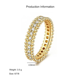 925 Sterling Silver Full Pave CZ Beaded Edge Band Ring 70100522