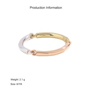 925 Sterling Silver Minimalist Tri-Tone Multi-Metal Band Ring 70100524
